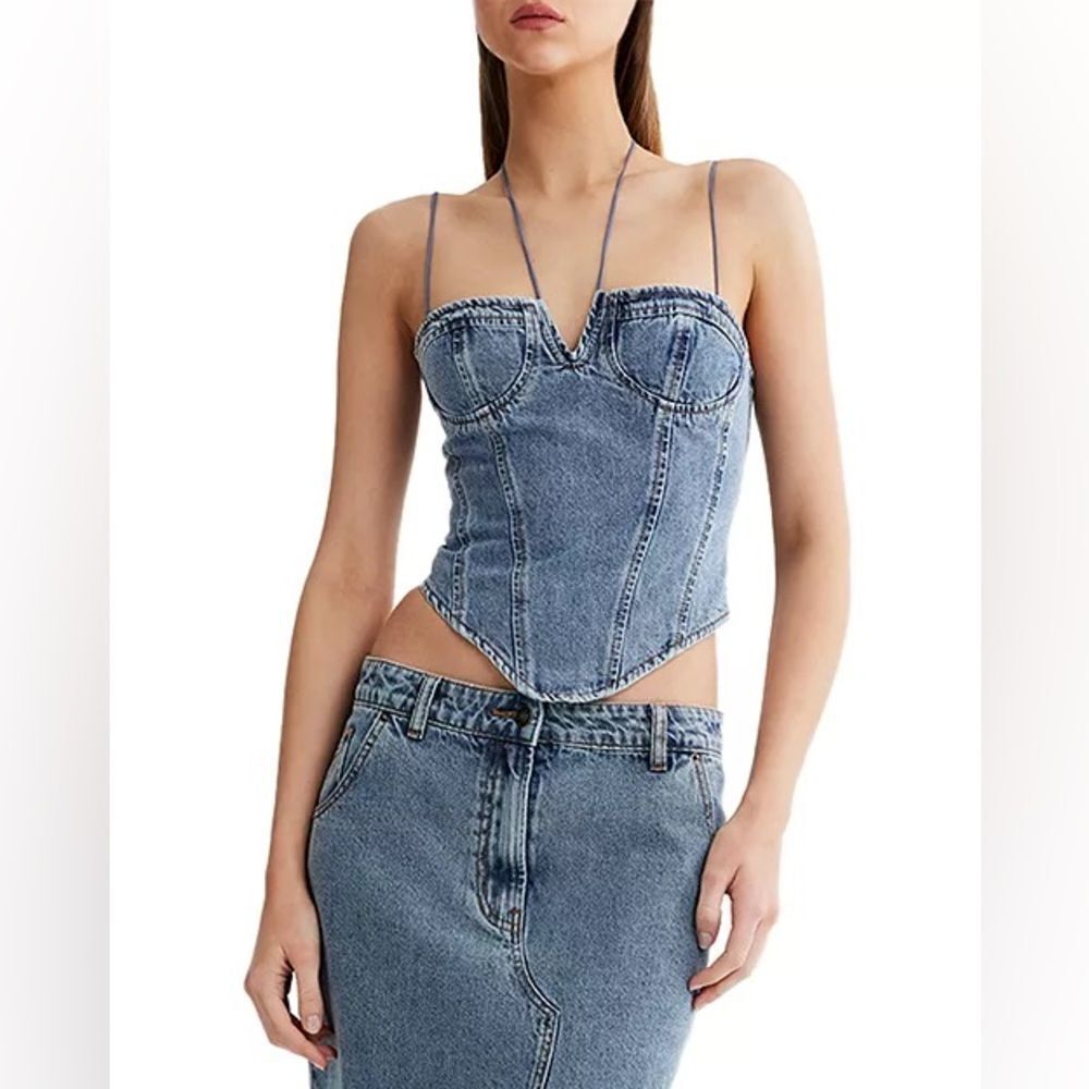 Lioness Blue Denim Corset & Skirt Set Size S
